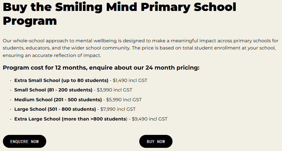 Smiling Mind Pricing